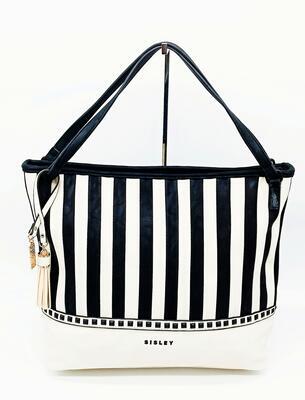 Sisley shopping bag Flora – off white stripes - 1