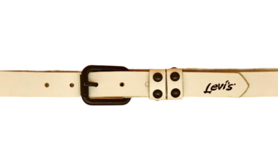 Dámský kožený opasek Levi's s dvojitým poutkem - bílý, 90 cm - 2
