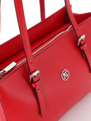 Luxusní kožená kabelka Marina Galanti "small shopping" - červená - 3