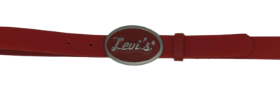 Dámský kožený opasek Levi's s plnou sponou - červený, 70 cm - 3