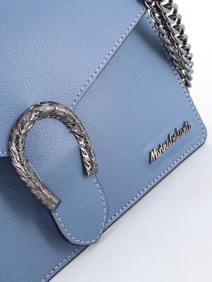 Marina Galanti střední kožená kabelka s řetízkem přes rameno - světle modrá - 3