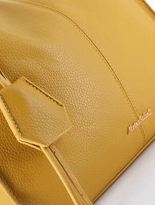 Jednoduchá luxusní kožená kabelka Marina Galanti - hořčičná barva - 3
