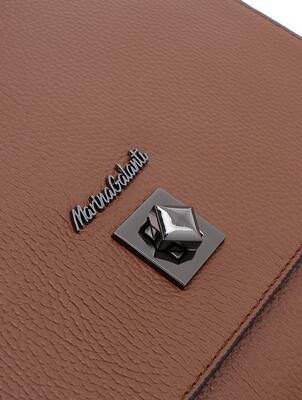 Marina Galanti - luxusní kožená kabelka se sametovou podšívkou - hnědá - 3