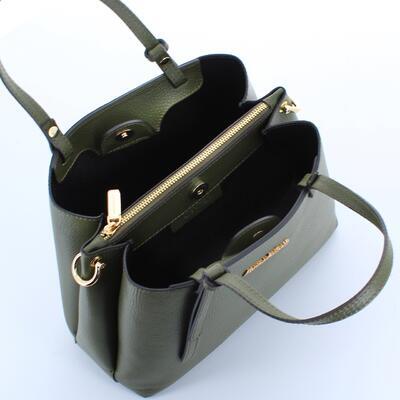 Marina Galanti - luxusní kožená kabelka s třemi prostory – černá - 3