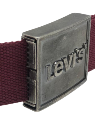 Levi's textilní široký unisex pásek – vínová barva - 4