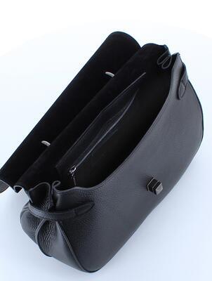 Marina Galanti - luxusní kožená kabelka se sametovou podšívkou - černá - 4