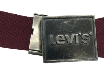 Levi's textilní široký unisex pásek – vínová barva - 5